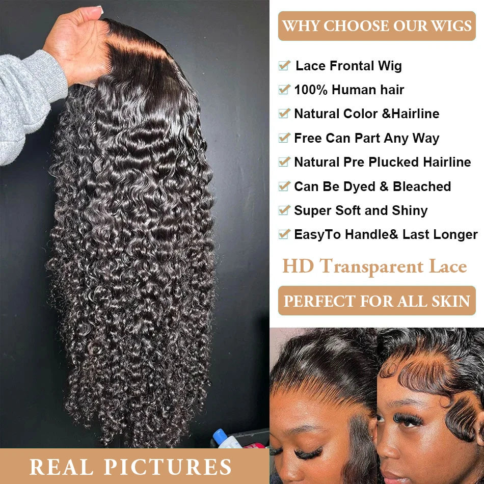 Premium 13x6 HD Lace Front Wig - Brazilian Virgin Deep Wave Human Hair 30 Inch