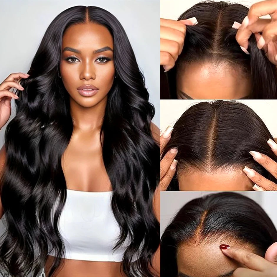 ISEE Hair Layered body wave 7x5 Glueless Wigs Human Hair Ready To Wear Preplucked Wear And Go Wigs ace Front Wigs PreCut Lace