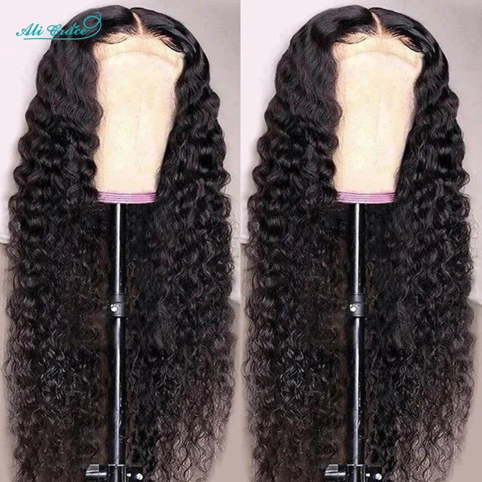 Ali Grace Water Wave Hair 13x5x1 Lace Part Human Hair Wigs For Womem Pre-plucked Hairline Natural Water Wave Human Hair Wigs