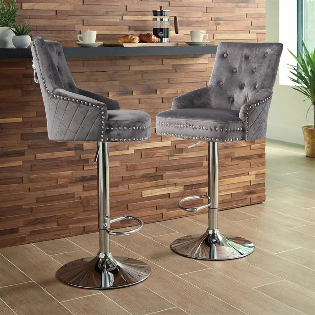 Luxury Bar Stool Dining Chairs Swivel Bar Stools Velvet Upholstered Lion Knocker for Home,Bar Table