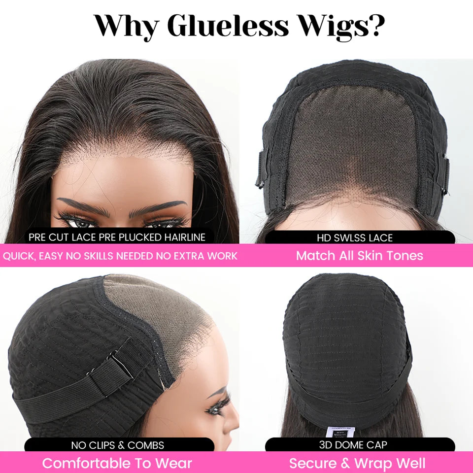 ISEE Hair #4 Wear And Go Chocolate Brown Straight Wig 4X4 Transparent Lace Front Glueless Human Hair Wigs Pre Cut PrePlucked