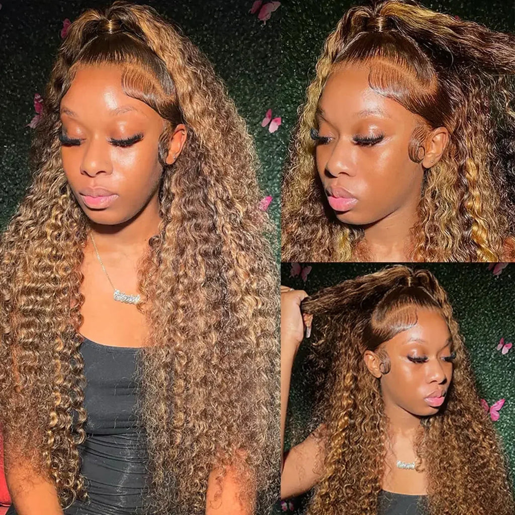 Premium Brazilian Honey Blonde Lace Front Wig - 13x4 HD Deep Wave Human Hair Wig for Women