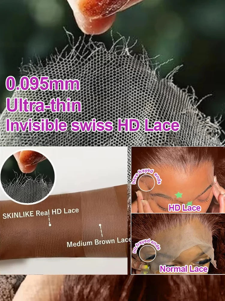 Deep Curly Human Hair Wig - Chocolate Brown HD Lace Frontal 13x4/13x6 - 30-36 Inch