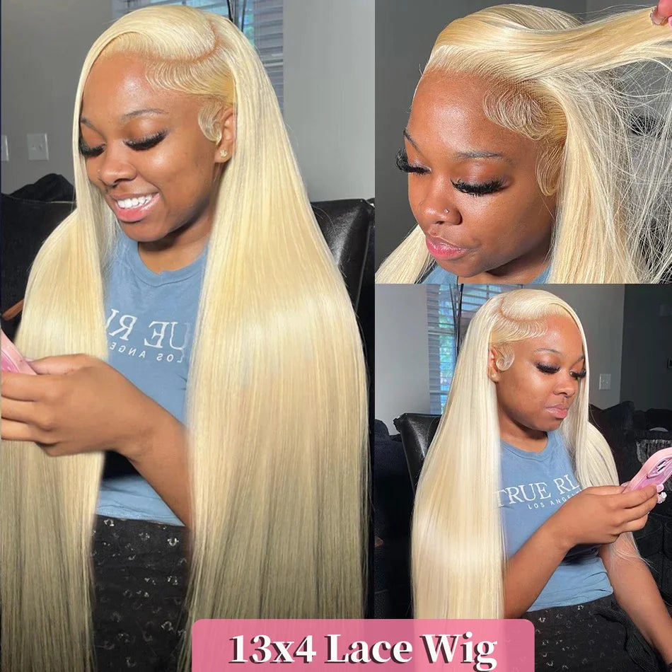 613 Blonde Lace Front Wig Human Hair - 200 Density HD Transparent Lace Wig 13x4/13x6 Pre-Plucked Brazilian Remy Hair