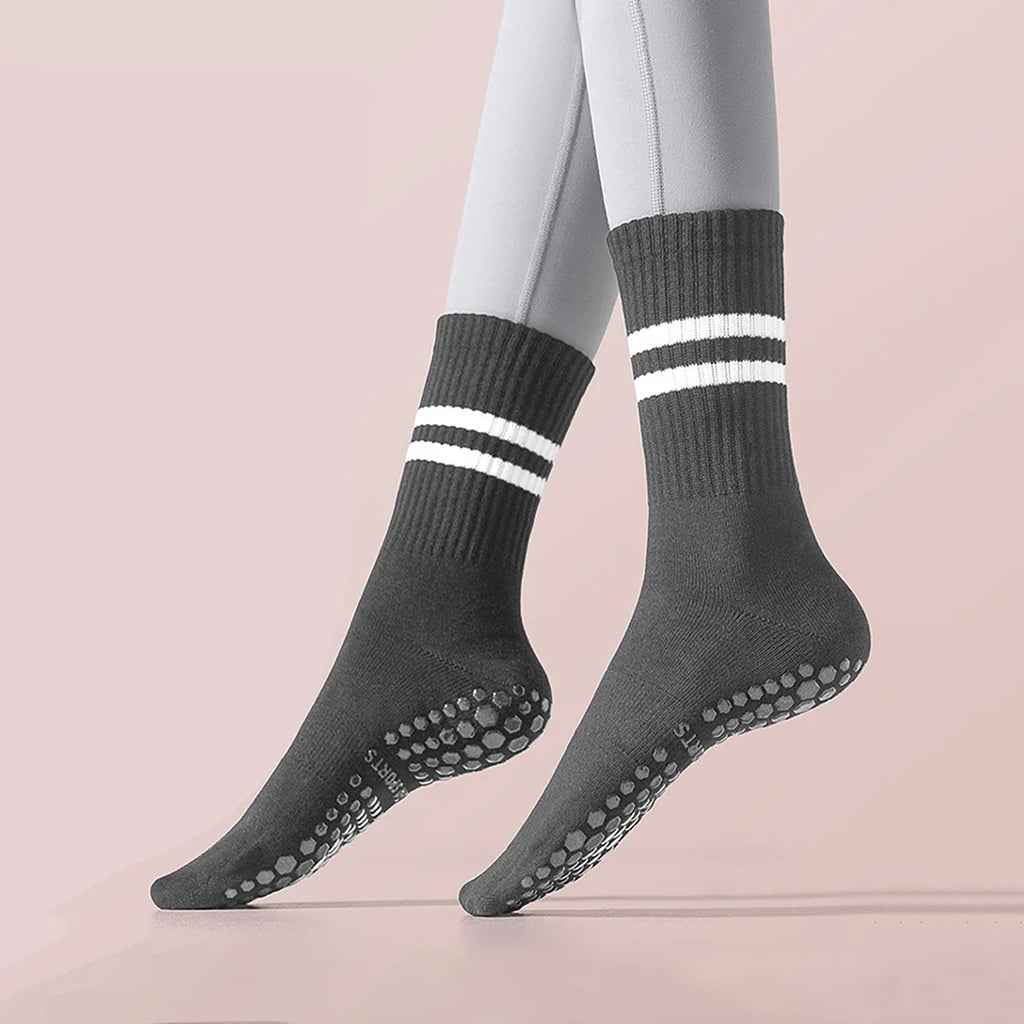 3 Pairs Long Yoga Socks with Grip for Women Anti Skid Gripper Socks No Slip Socks for Pilates, Barre, Dance,Yoga