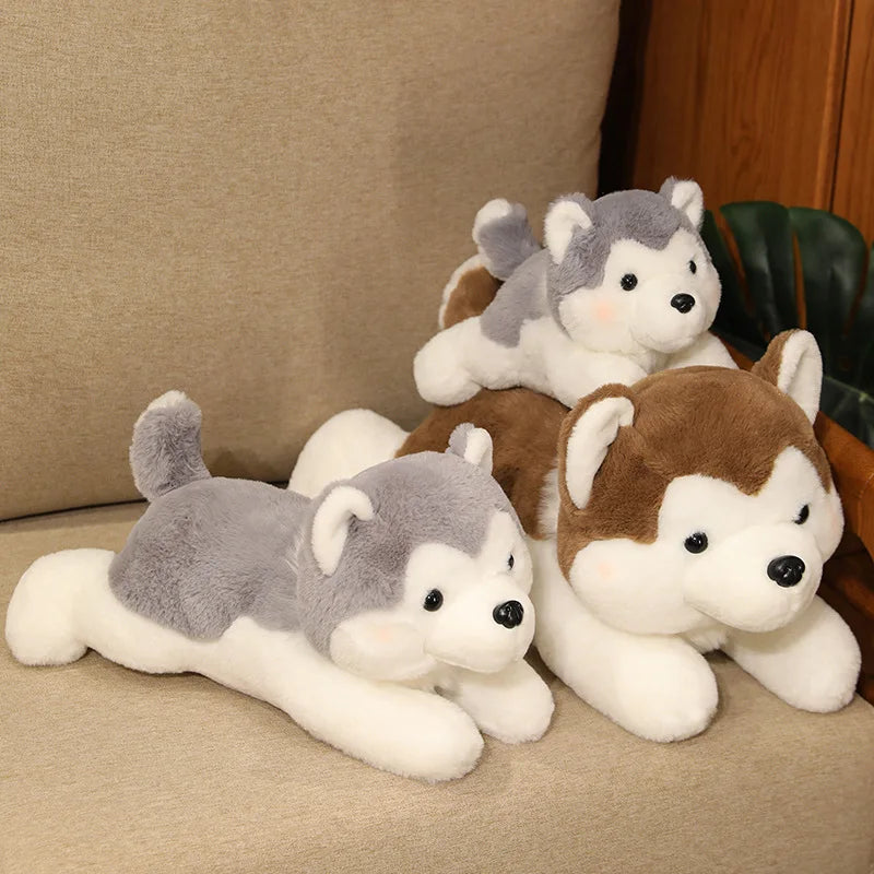 30/40CM Cute Husky Dog Plush Toy Stuffed Animal Soft Kawaii Lying Brown Pet Puppy Pillow Doll Toys for Xmas Gift
