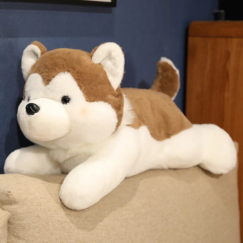 30/40CM Cute Husky Dog Plush Toy Stuffed Animal Soft Kawaii Lying Brown Pet Puppy Pillow Doll Toys for Xmas Gift