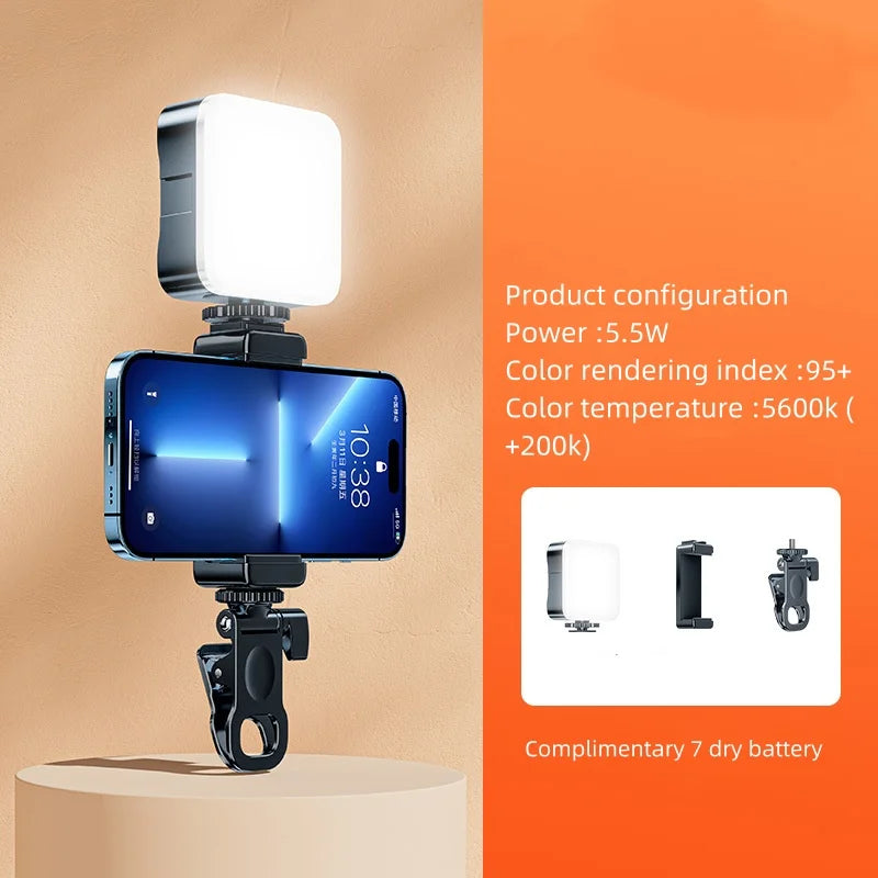 Mini Portable Fill Light LED Video Light Photography Lighting Cell Phone Selfie Livestreaming Fill Lamp Cold and Warm Vlog Lamp