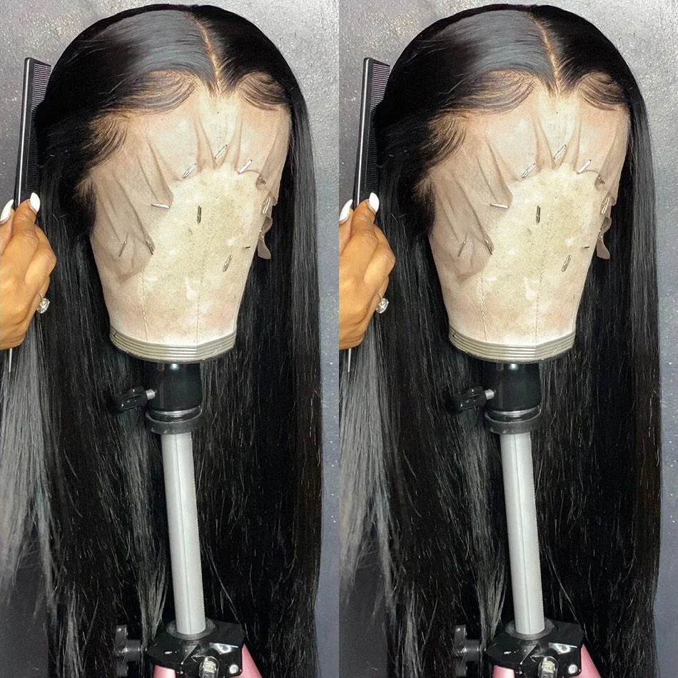 20 22 24 Inch 13x4 13x6 HD Transparent Bone Straight Lace Front Wigs 200 Density 360 Lace Brazilian Human Hair Wigs For Women