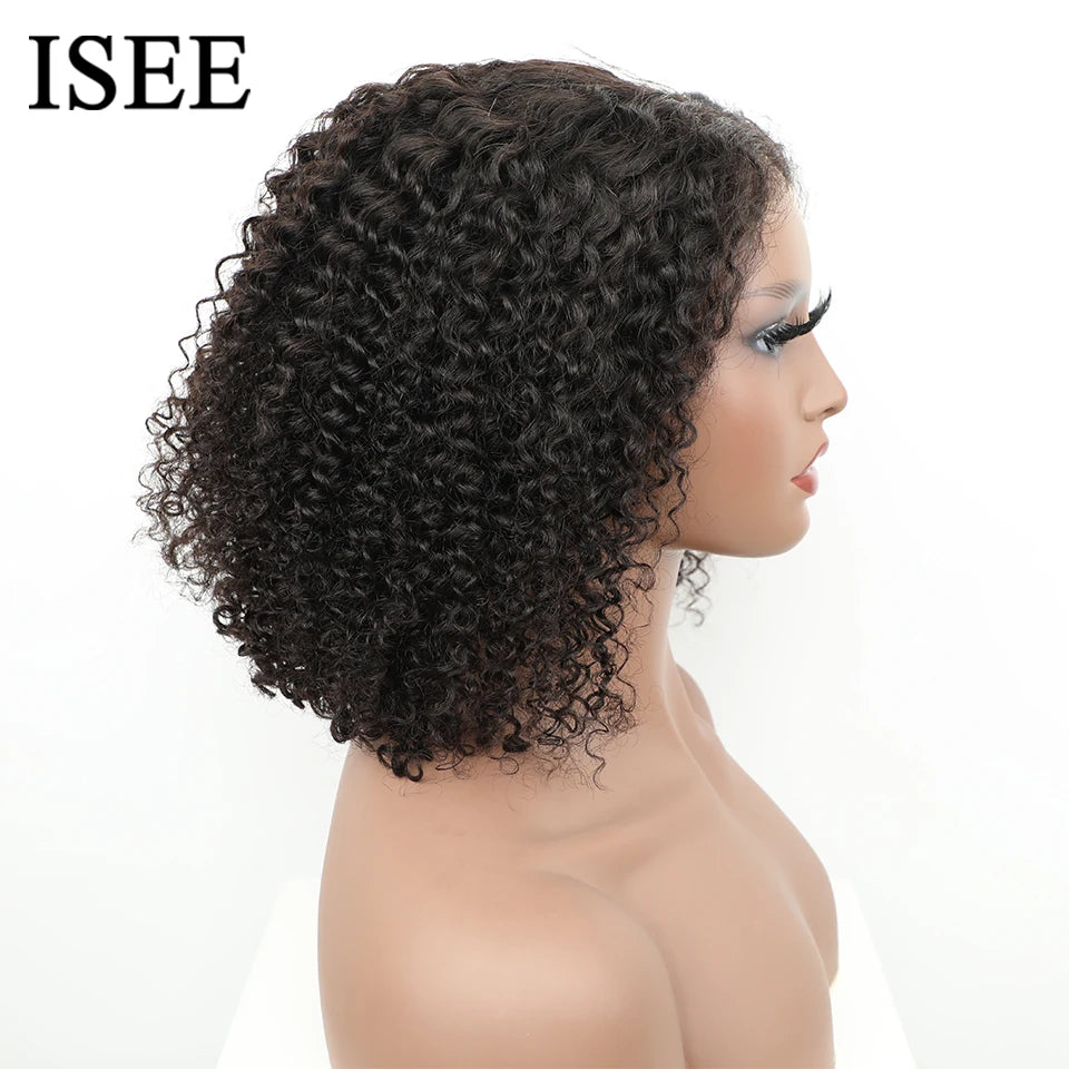 Wear Go Glueless Wig ISEE Indian Kinky Curly Short Bob 7x5 Glueless Wig Human Hair Ready To Wear 13x4 Wig Pre Bleached Knots