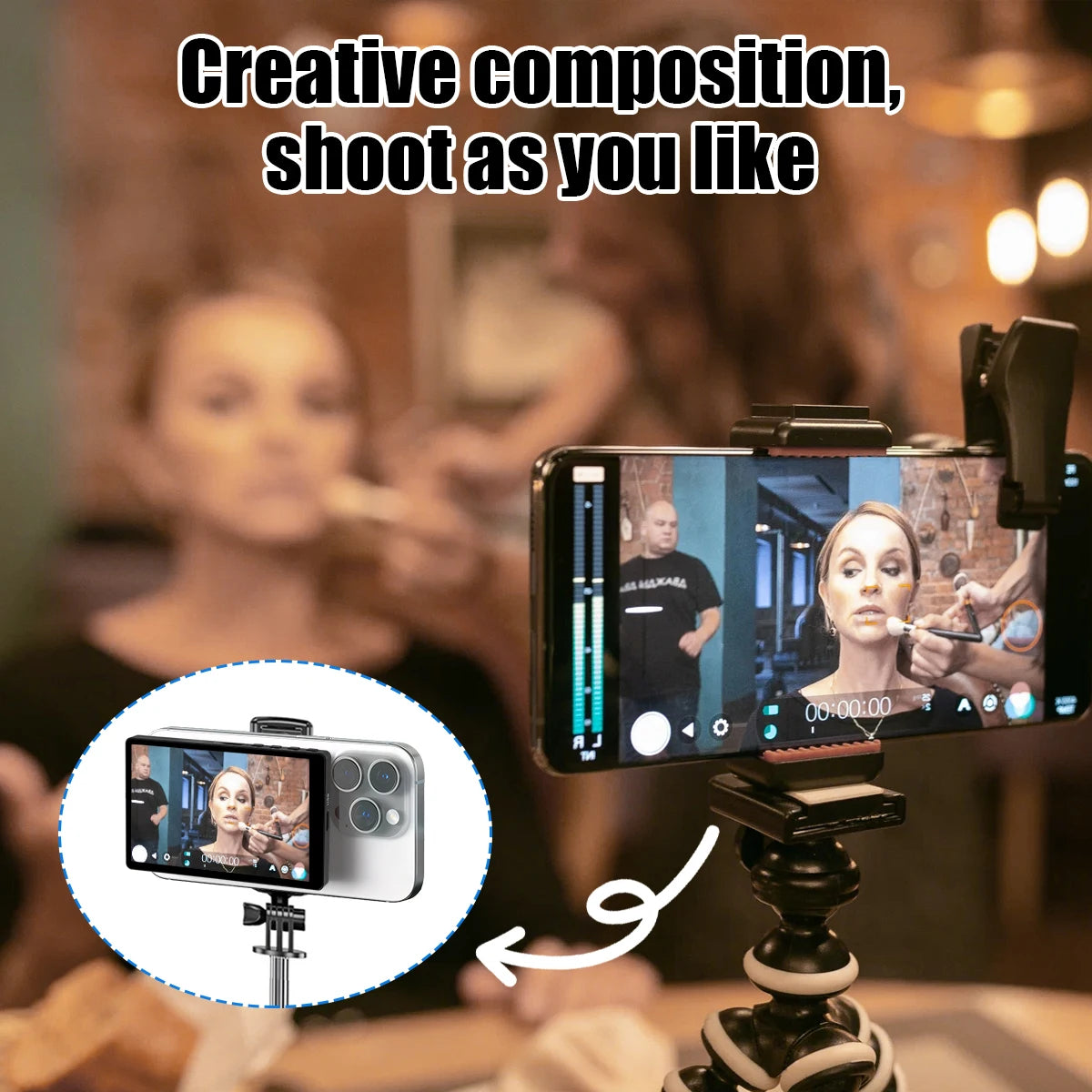 Mobile Phone Wireless Magnetic Selfie Monitor Screen For Smartphone Vlog Live Stream Video Recording for iPhone Android phone