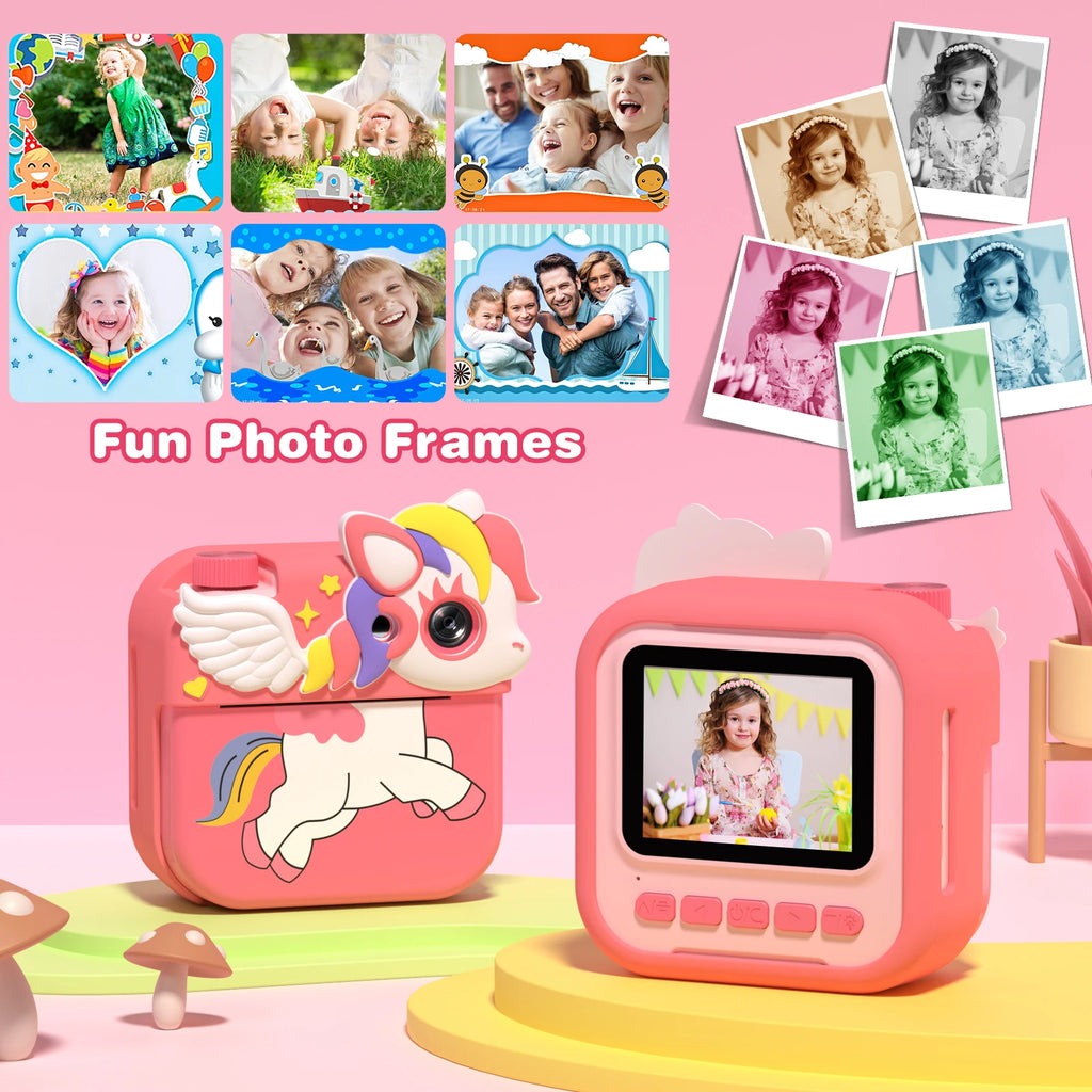 Kids Camera Instant Camera, 2.4" 12MP 1080P HD IPS Screen Printing Camera for Kids, Instant Camera with 32G Memory Card