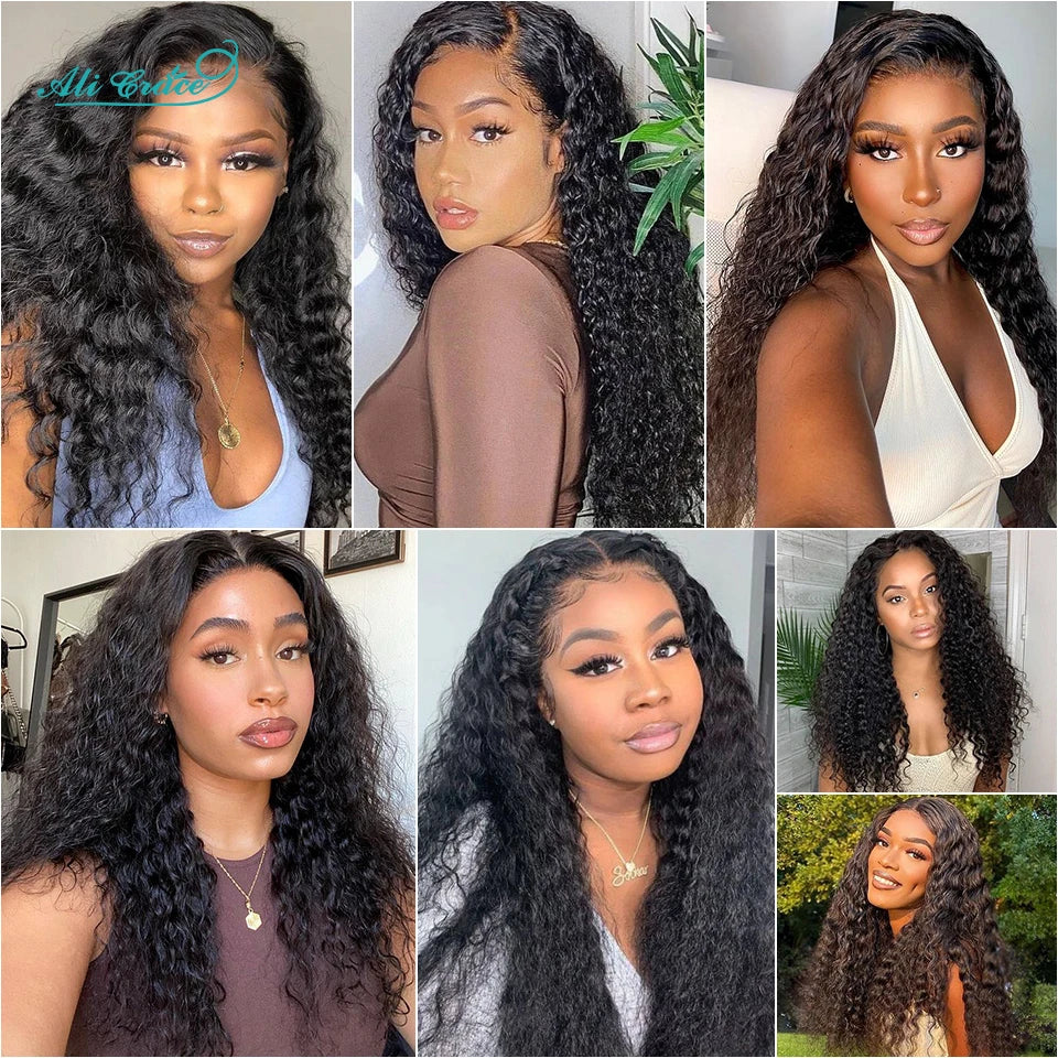 Ali Grace Hair Brazilian Deep Wave 3 Bundles 100% Brazilian Remy Hair 10-28 Inch Deep Curly Brazilian Human Hair For Black Women