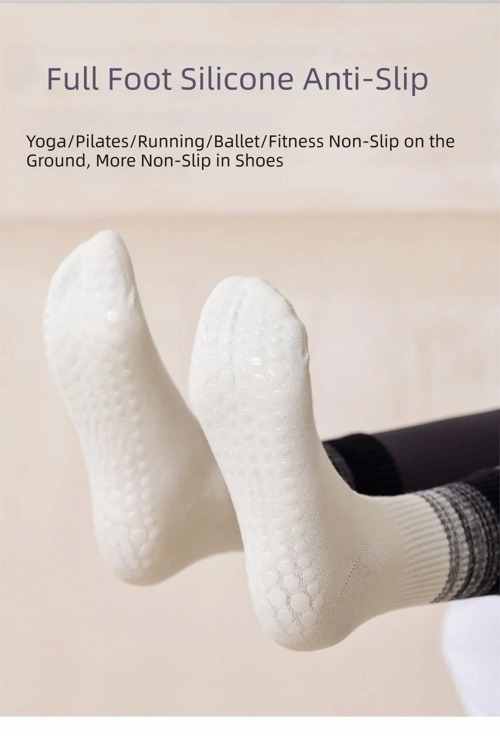 New Non-Slip Yoga Pilates Socks Gradient Color Silicone Grips Mid-Calf Socks Breathable Combed Cotton Sports Dance Socks Women