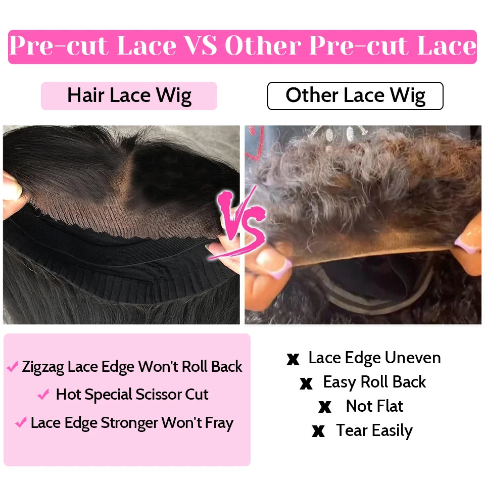 ISEE Hair 4x4 Wear Go Glueless Wigs Preplucked Straight Short Bob Prebleached Ready To Wear Wigs For Women PreCut Lace Wear Go