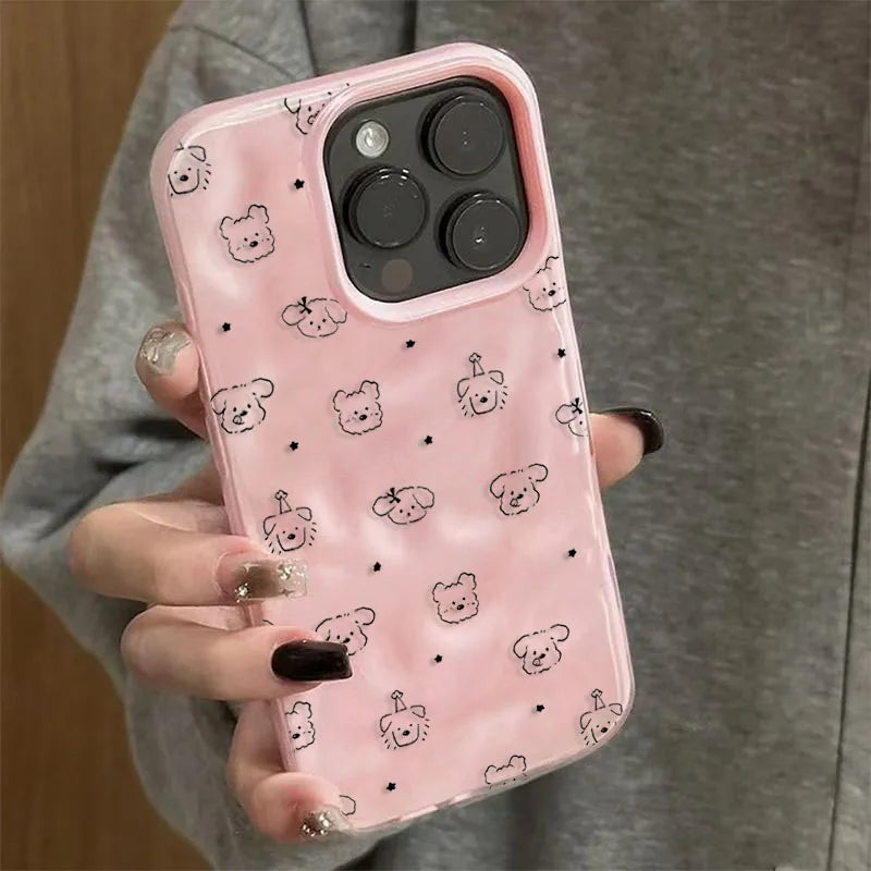 Cute Minimalist Full Puppies Soft Phone Case for iPhone 17 16 Pro Max 15 16 Pro 13 14 12 11 Pro Max Plus 16E 17Air Stylish Cover