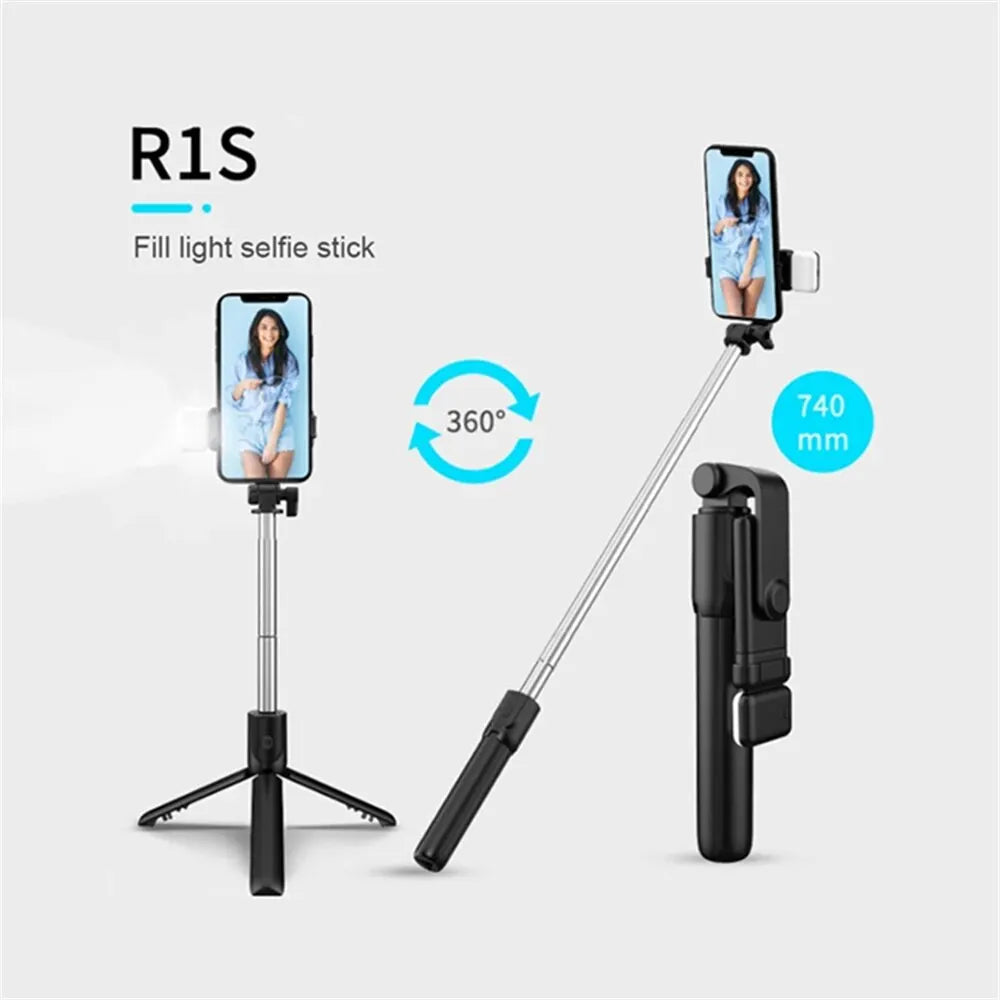 Portable Wireless Bluetooth Selfie Stick Tripod With LED Light Bluetooth Remote Foldable Tripod For Smartphone Video Live Holder