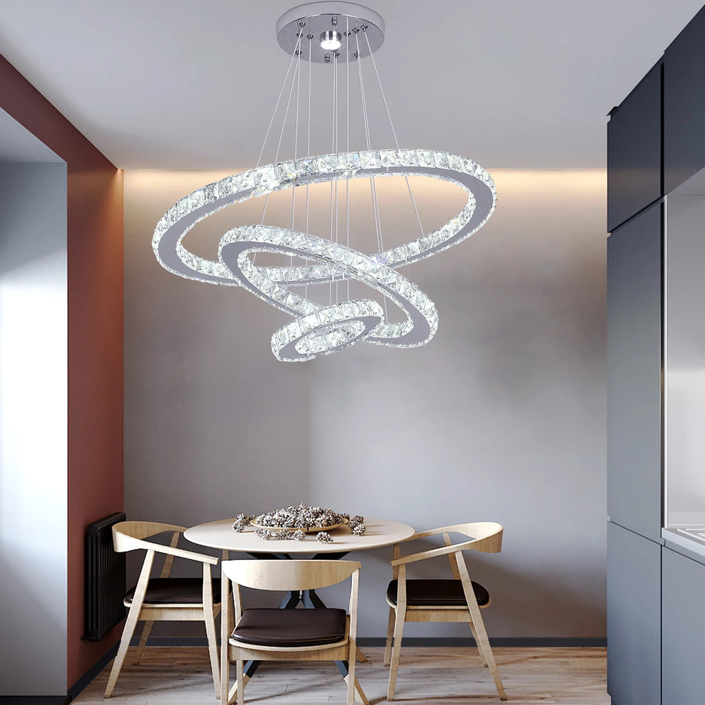 Crystal Pendant Light Living Room Remote Control Gold Chrome Lustre Ceiling Chandeilers Lamp for Bedroom Home Decoration Luminai