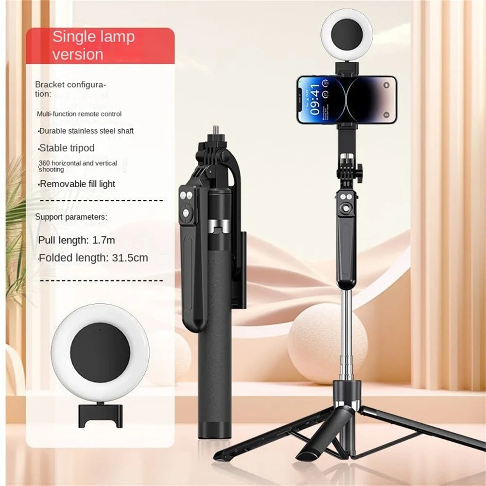 BSLIUFANG Selfie Stick Wireless Tripod Stand with Light Bluetooth Remote Extendable for Tiktok Live Streaming Handheld stability