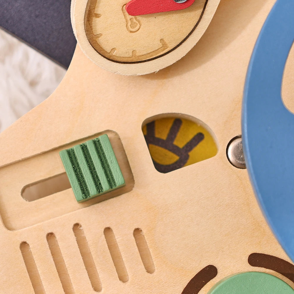 Montessori Simulation Car Steering Wheel Multi-Function Baby Wooden Early Sensory Education Toy Car Busy Board Game Toy Kid Gift