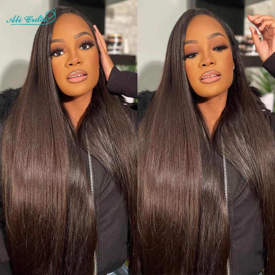 Ali Grace Straight Human Hair Wigs Bleached Knots 13x4 Lace Front Wig Brazilian Straight Hair Pre-plucked Hairline For Women