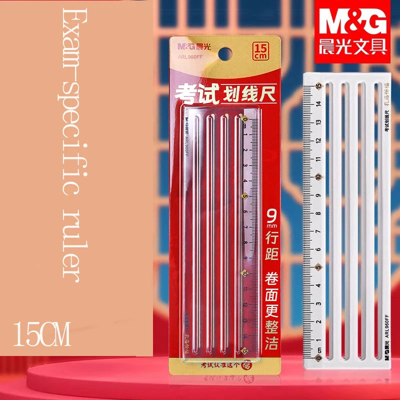 M&G ruler, 9 mm spacing, 15 cm long, suitable for drawing straight lines, ideal for students and office use.