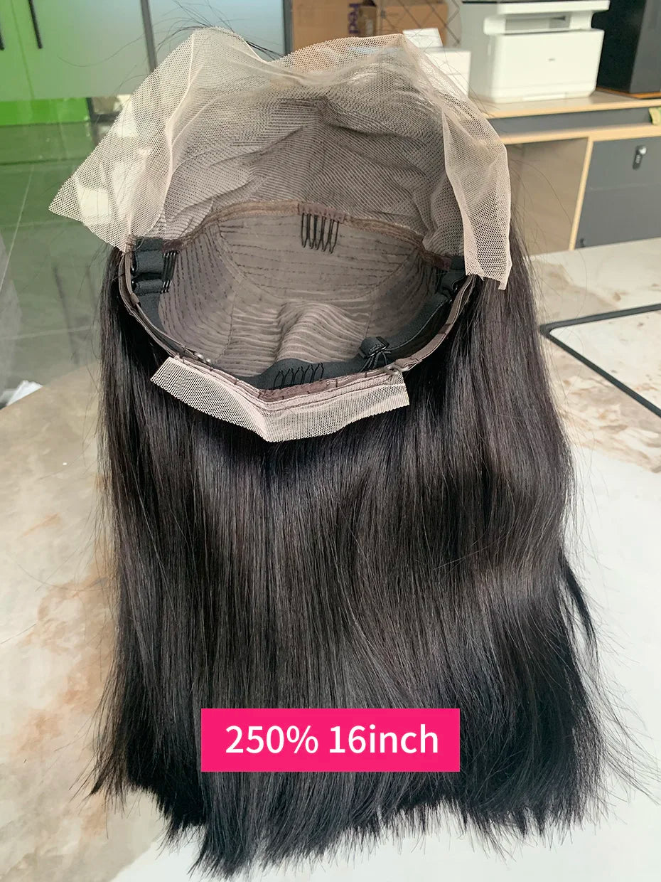 5x5 13x4 13x6 Bone Straight Bob Short Wigs Half Lace Front Wig Human Hair Vietnamese Raw Human Hair Lace Frontal Wig 250 Density