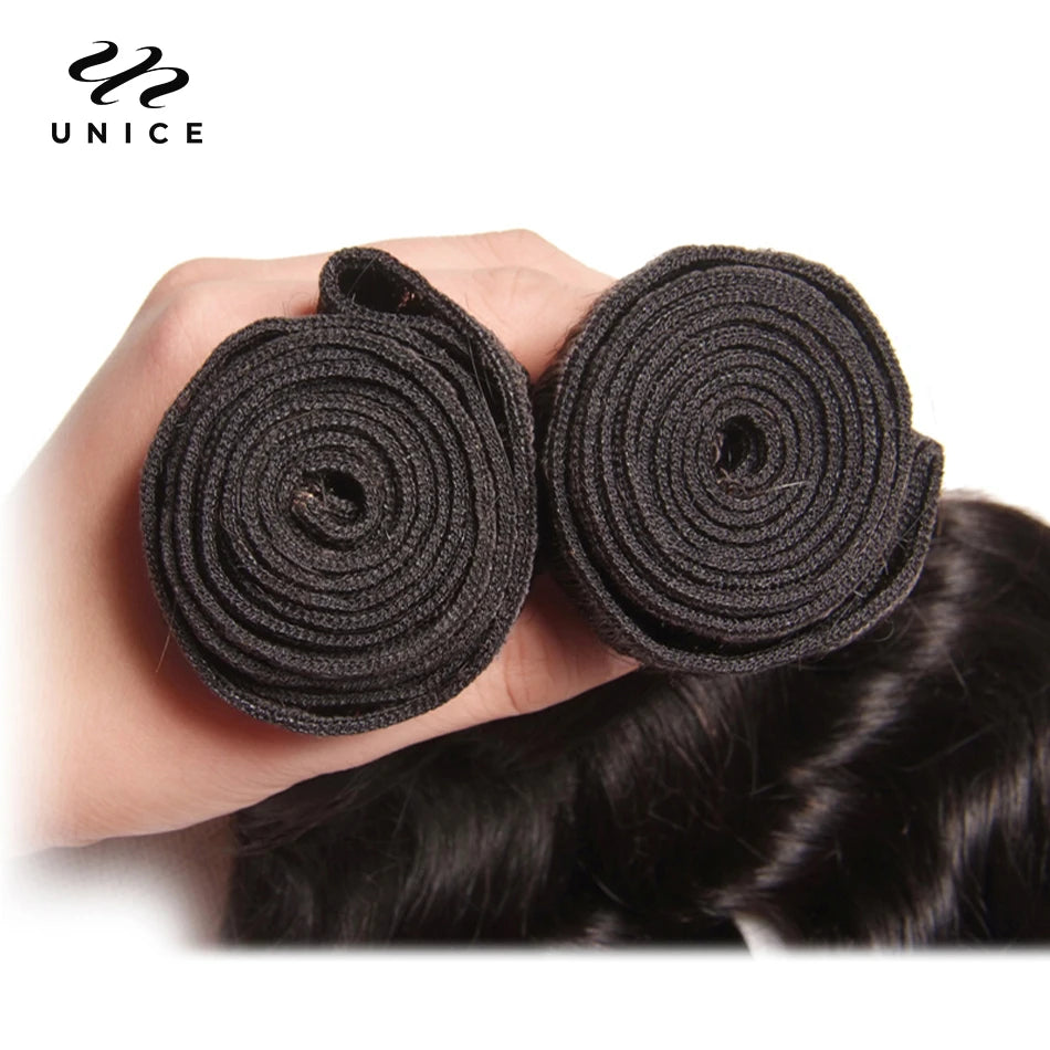 Unice Hair 3PCS Natural Wave Peruvian Hair Bundles 100% Human Hair Weaves 8"-26" Natural Color Remy Hair Extension Free Shipping