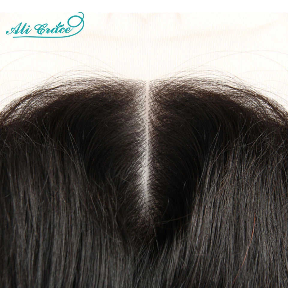 Ali Grace Straight 13x4 Transparent Lace Frontal Brazilian Human Remy Hair Frontal Pre Plucked with Baby Hair Bleached Knots