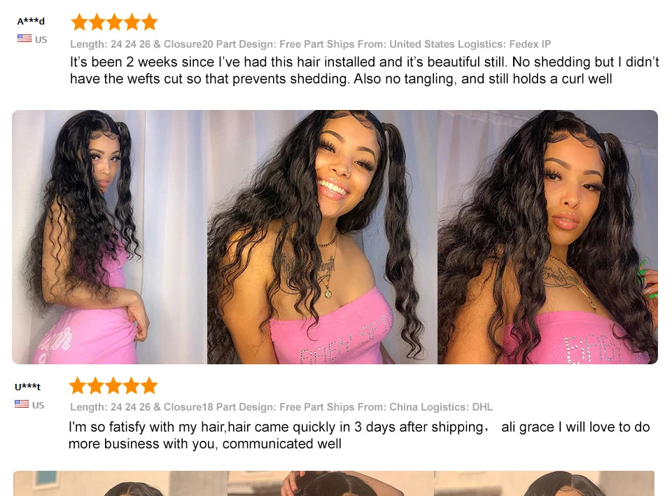 Ali Grace Hair Loose Wave Transparent 5x5 Lace Closure with Hair Bundles Brazilian Human Hair Loose Wave 3 Bundles With Closure