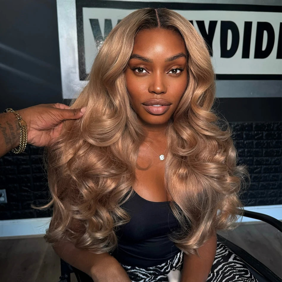 Salon Quality Tuneful Special Customize Dark Roots Ash Blonde 13x6 HD Lace Front Human Hair Frontal Wigs Rich Girl Colored Wigs