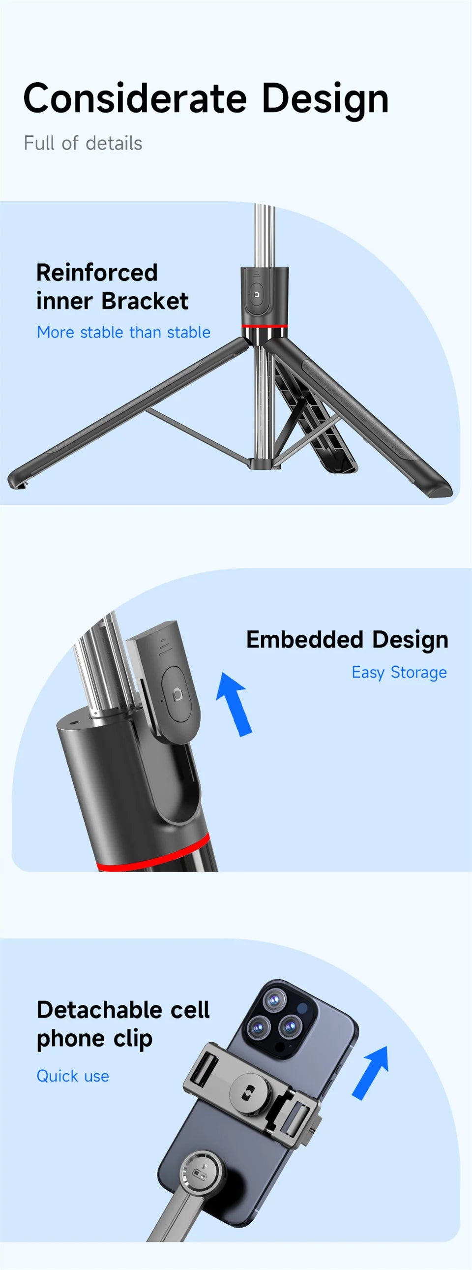 Roreta 1.7M Selfie Stick Wireless Tripod Stand with Bluetooth Remote Extendable Tripod for Mobile Phone Tlktok Live Streaming