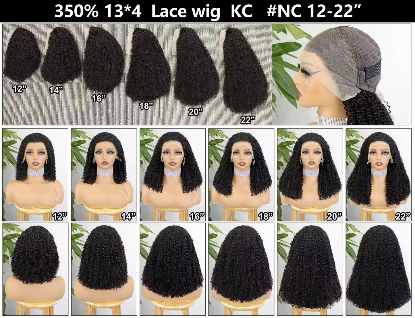 Premium 350% Density Kinky Curly Human Hair Wig - 13x4 Lace Front Bob Wig for Women