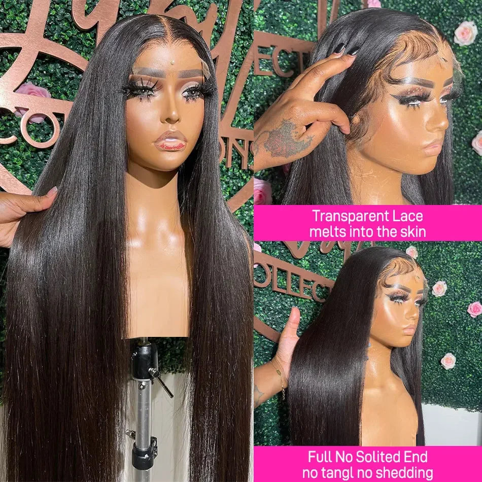 20 22 24 Inch 13x4 13x6 HD Transparent Bone Straight Lace Front Wigs 200 Density 360 Lace Brazilian Human Hair Wigs For Women