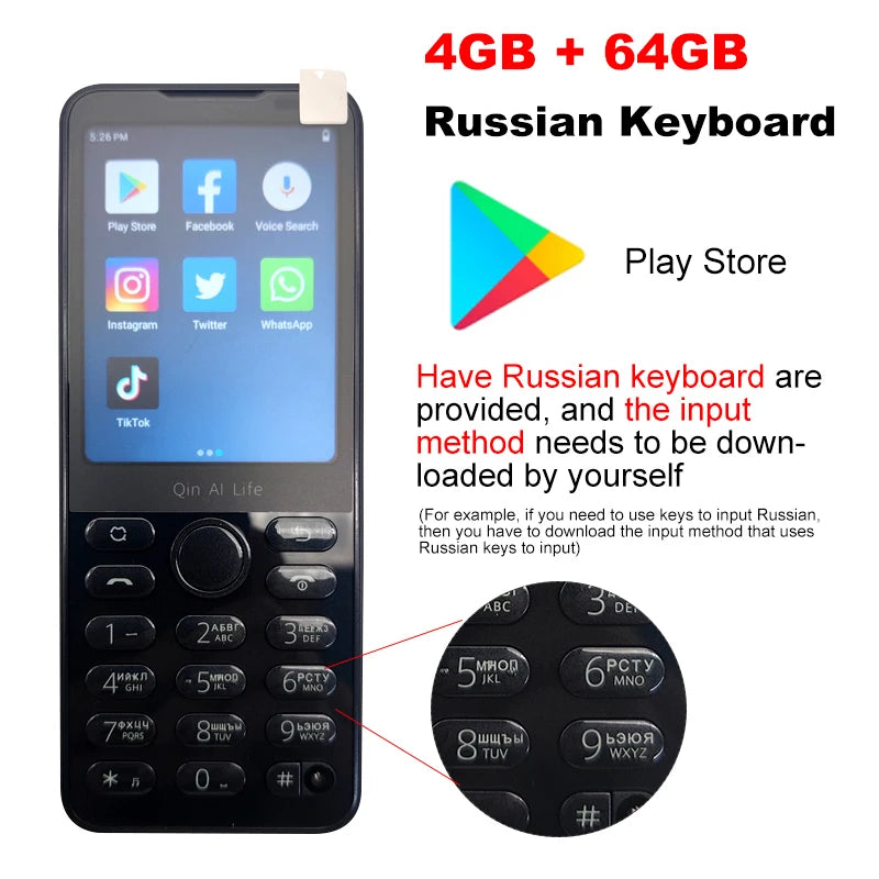 Qin F21 Pro Smart Touch Screen Phone Wifi 2.8 Inch 3GB 32GB Bluetooth 5.0 Duoqin Global Version 2120mAh Android Play Store Phone