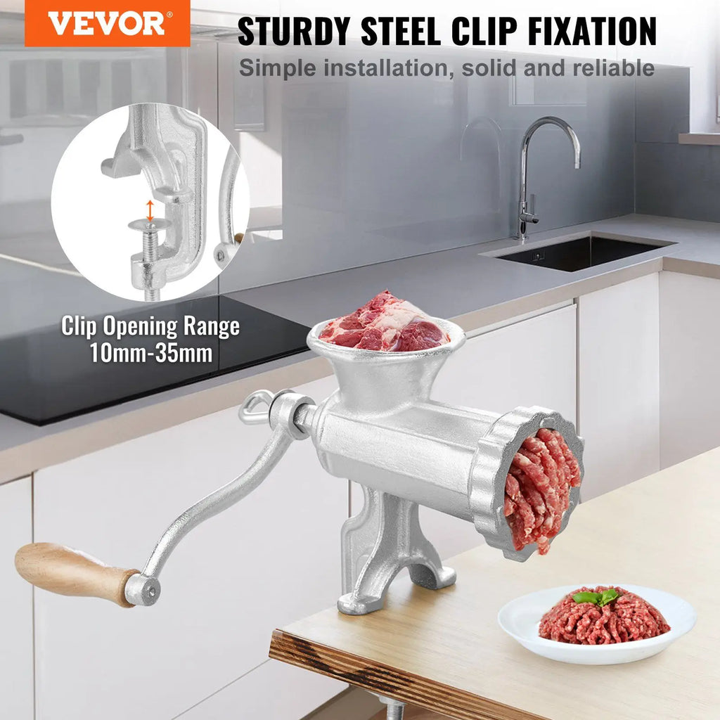 Heavy Duty Manual Meat Grinder Sausage Maker Cast Iron Hand Grinder Steel Table Clamp 1 Cutting Blade 2 Cutting Plates 3 Sausage
