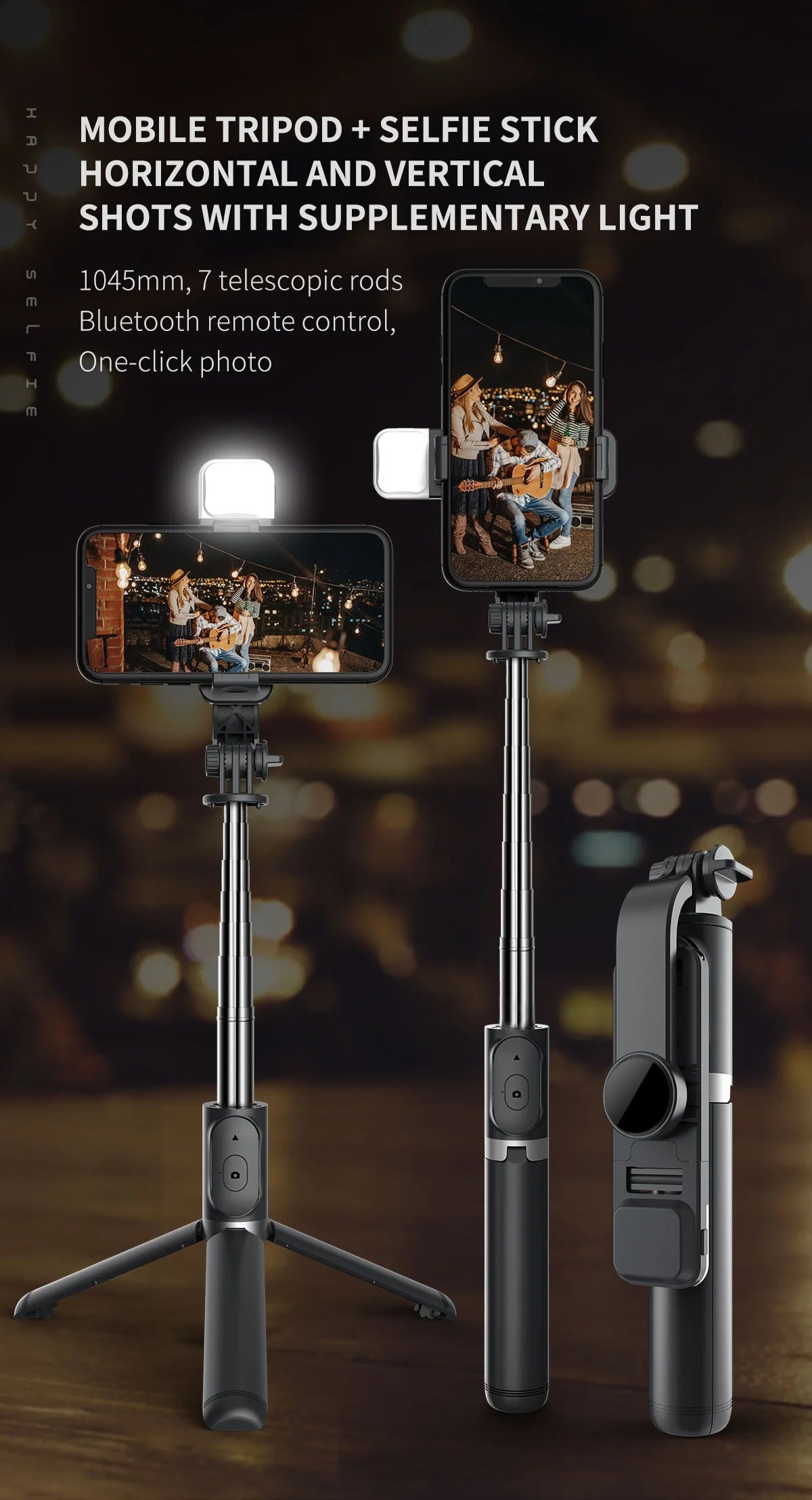 New LED Selfie Stick Foldable Wireless Bluetooth Selfie Stick Tripod with Remote shutter Fill Light Selfie Stck For Smart phone