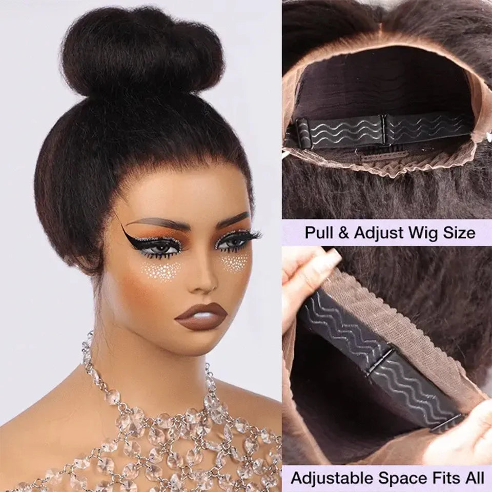 250D Invisible Strap Lace Wig Human Hair 360 Full Lace Front Human Hair Wig Kinky Straight Lace Frontal Wig Glueless Wigs