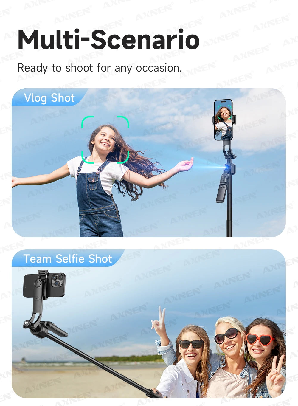 1630mm/64in C17 Tripod Selfie Stick 360° Auto Rotation Shooting Quadruped Phone Stand Face Track Bluetooth Remote Control Tripie