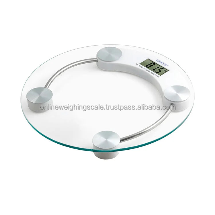 Transparent 180 kg Tempered Glass Body Eco-Friendly Durable Non-Slip Adjustable Bathroom Weighing Scale High Strain Gauge Sensor