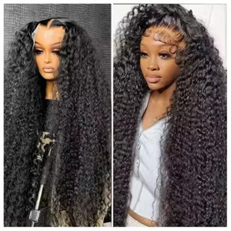 Natural Black Color 13X4 HD Lace Frontal Synthetic Wig For Women Deep Curly Preplucked With Baby Hair Cosplay Daily Drag Queen
