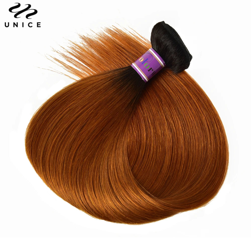 UNice Hair #30 Arburn Silky Straight Virgin Human Hair Bundles 1/3/4 PCS Deal 100Grams 10A Grade 100% Human Hair Extensions