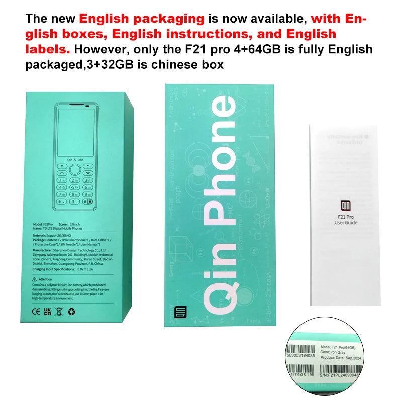 Qin F21 Pro Smart Touch Screen Phone Wifi 2.8 Inch 3GB 32GB Bluetooth 5.0 Duoqin Global Version 2120mAh Android Play Store Phone