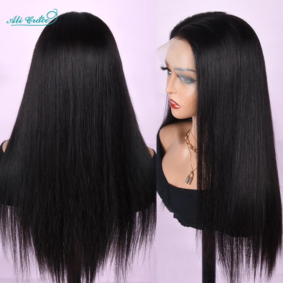 Ali Grace Straight Human Hair Wigs Bleached Knots 13x4 Lace Front Wig Brazilian Straight Hair Pre-plucked Hairline For Women