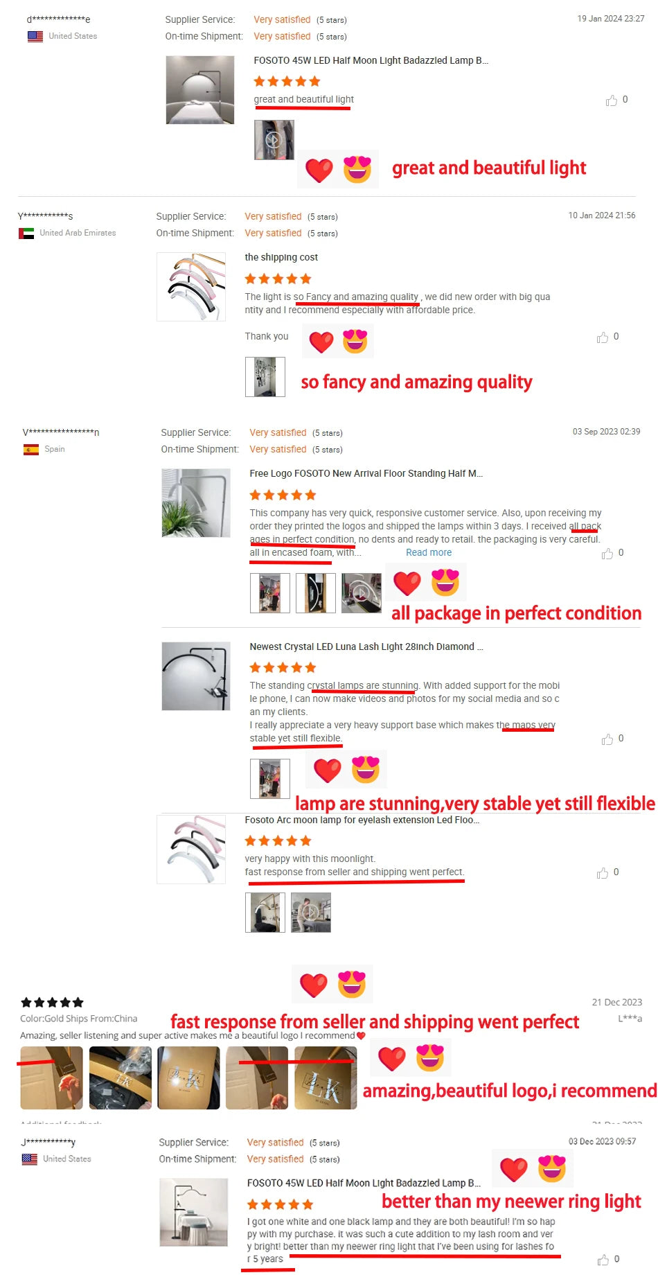Fosoto Multifunctional Half Moon Lamp Video Ring Lash Light For Beauty Facials Salon Tatoo Live Stream Photography Photo TikTok