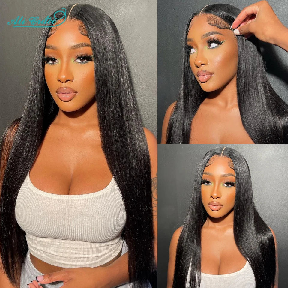 ALI GRACE Hair Brazilian Straight Human Hair 4 Bundles 100% Remy Human Hair Weaves Natural Color Straight Hair Bundle 10-28 inch