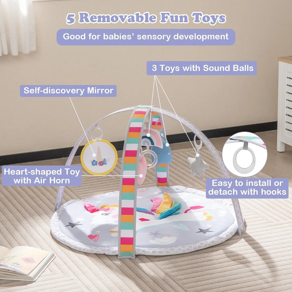 DORTALA Baby Play Mat 7-in-1 Tummy Time Infant Toddler Activit Mat w/ 5 Detachable Toys