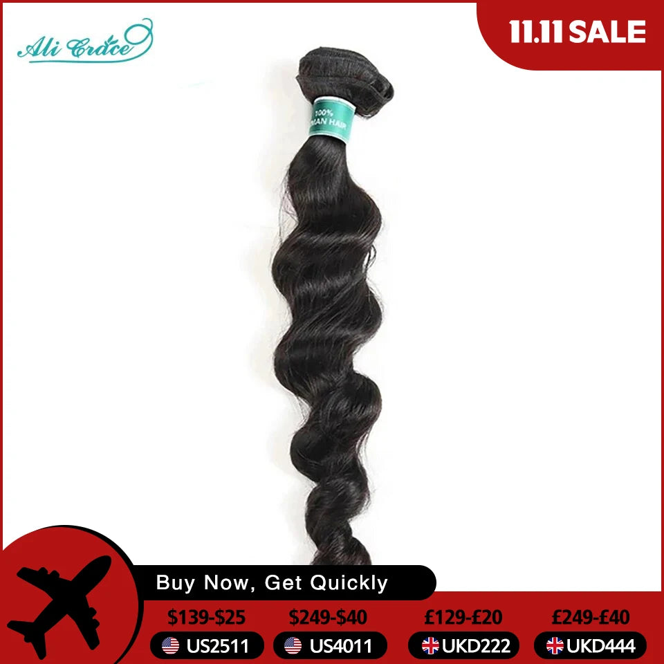 ALI GRACE Hair Brazilian Loose Wave Bundles 1 3 4 Pcs Human Hair Bundles 100% Remy Human Hair Extensions Hair Weaves Bundles