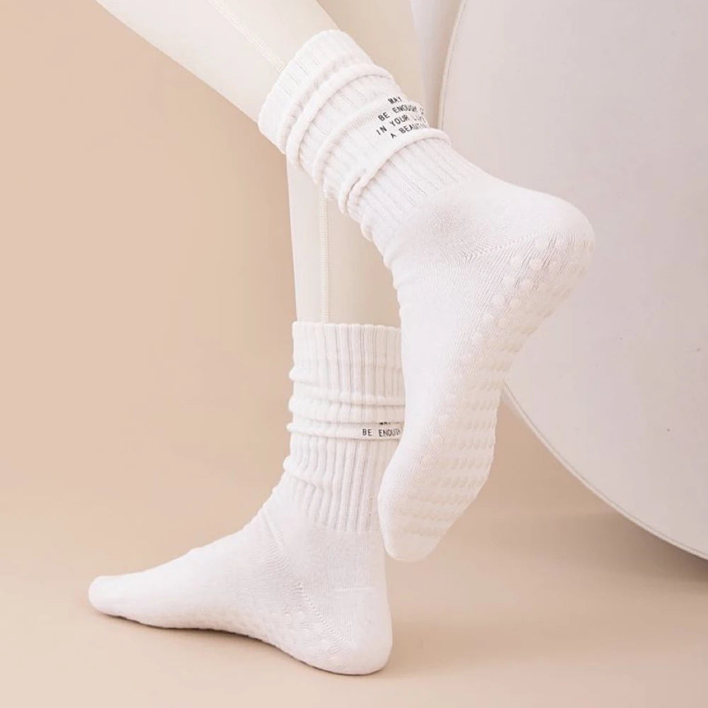 Yoga Socks Indoor Cotton Mid-tube Bottom Professional Non-slip Silicone Fitness Socks gym Floor Socks Dance Pilates Sports Socks