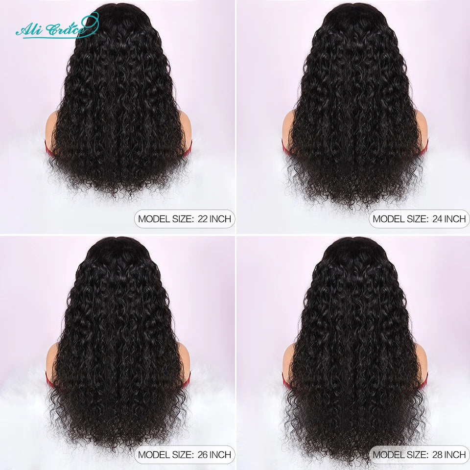 Ali Grace Water Wave Hair 13x5x1 Lace Part Human Hair Wigs For Womem Pre-plucked Hairline Natural Water Wave Human Hair Wigs